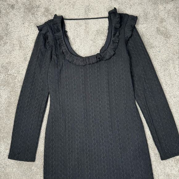 19 Cooper Ruffle Long Sleeve Knit Dress Black XL Coquette Whimsigoth Romantic - Picture 12 of 13